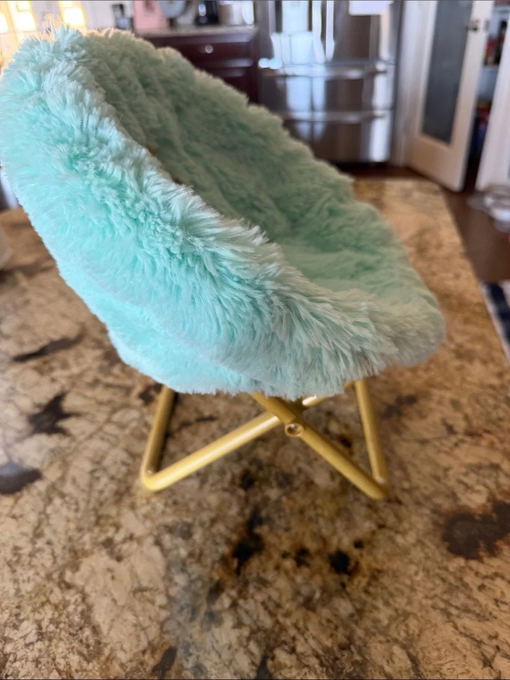 American Girl Mint Green Plush Doll Chair with Gold Star Great Condition